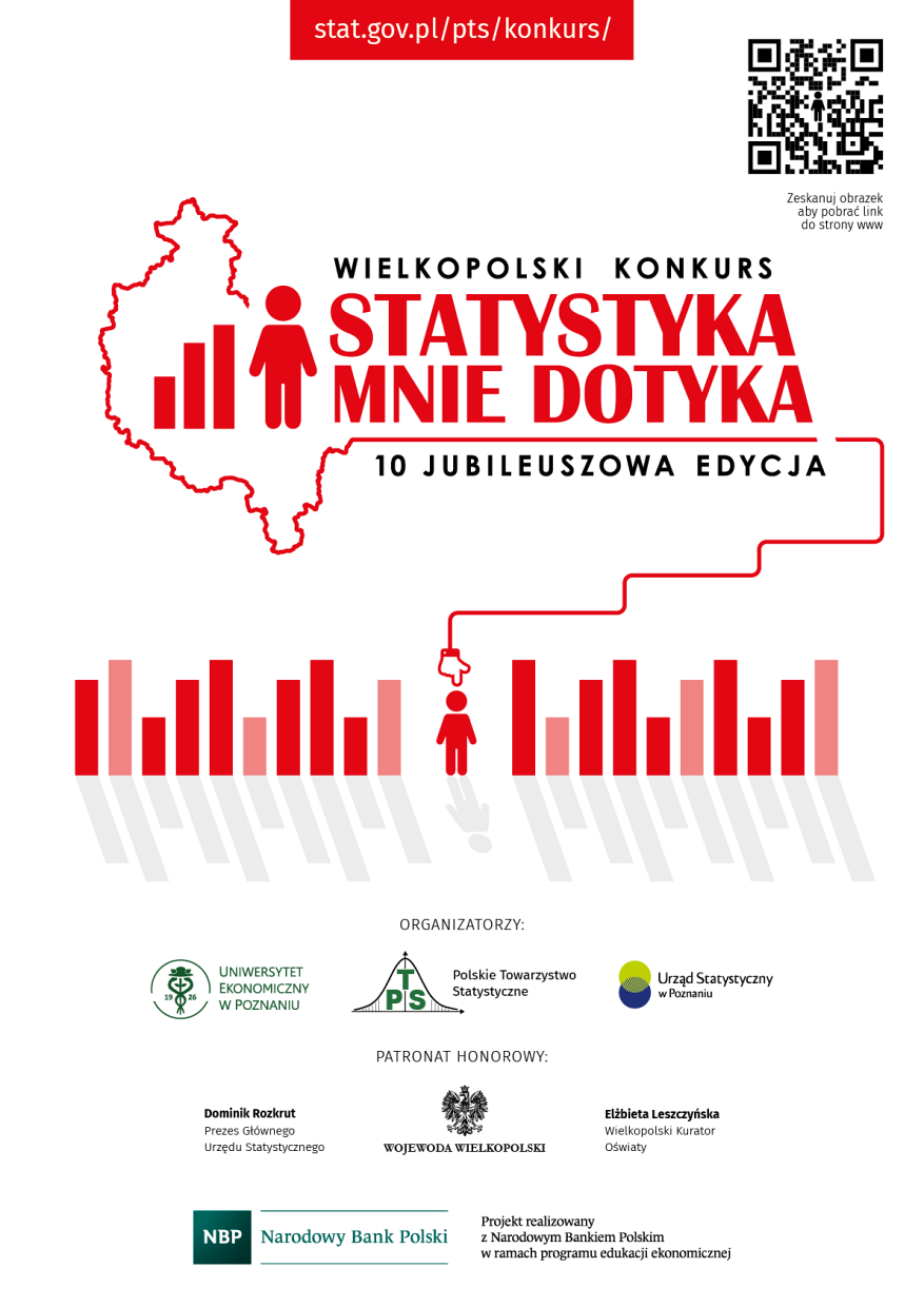 Plakat 10 jubileuszowej edycji Wielkopolskiego konkursu Statystyka mnie dotyka