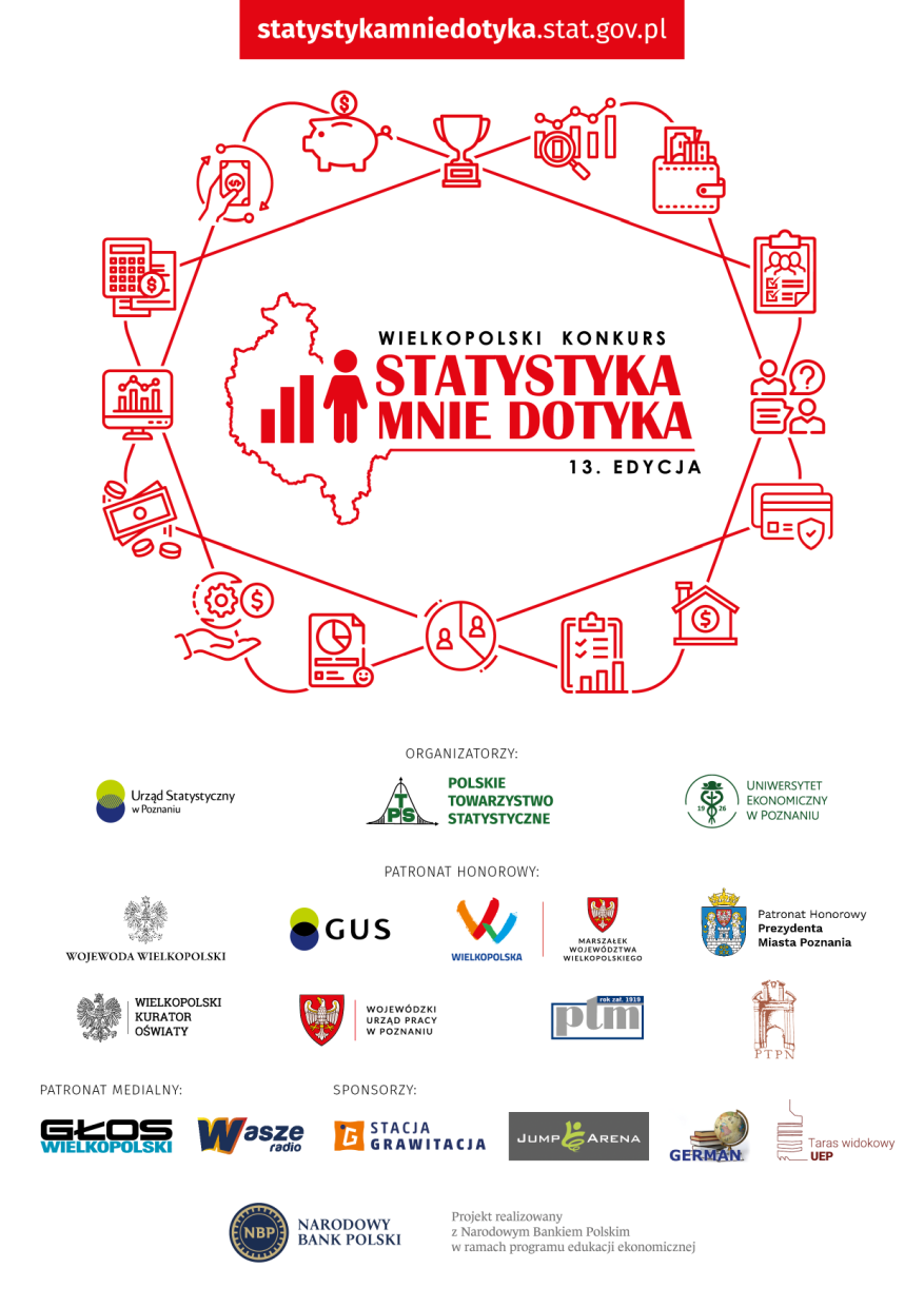 Plakat 13. edycji Wielkopolskiego konkursu Statystyka mnie dotyka