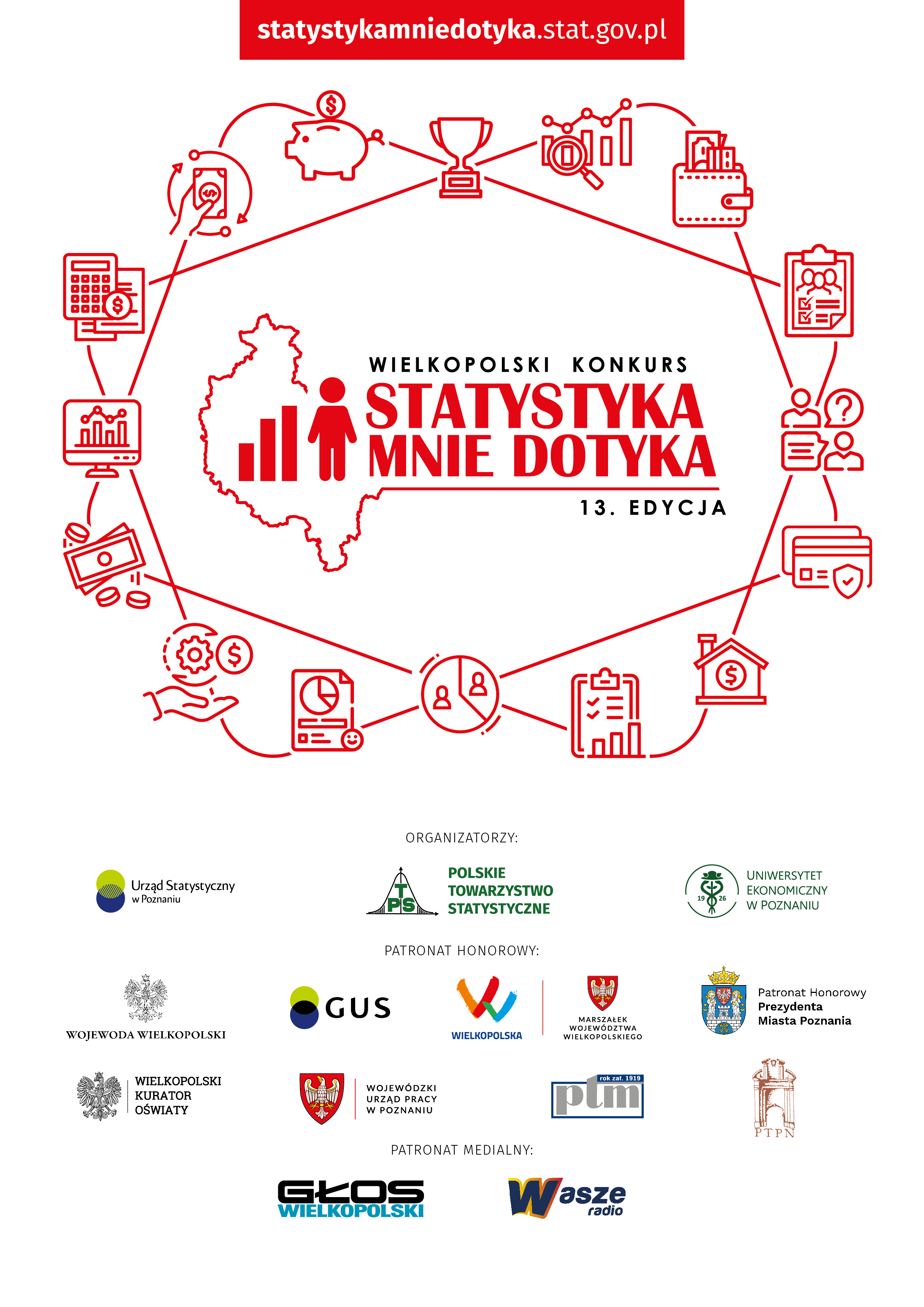 Plakat 13 edycji Wielkopolskiego konkursu Statystyka mnie dotyka