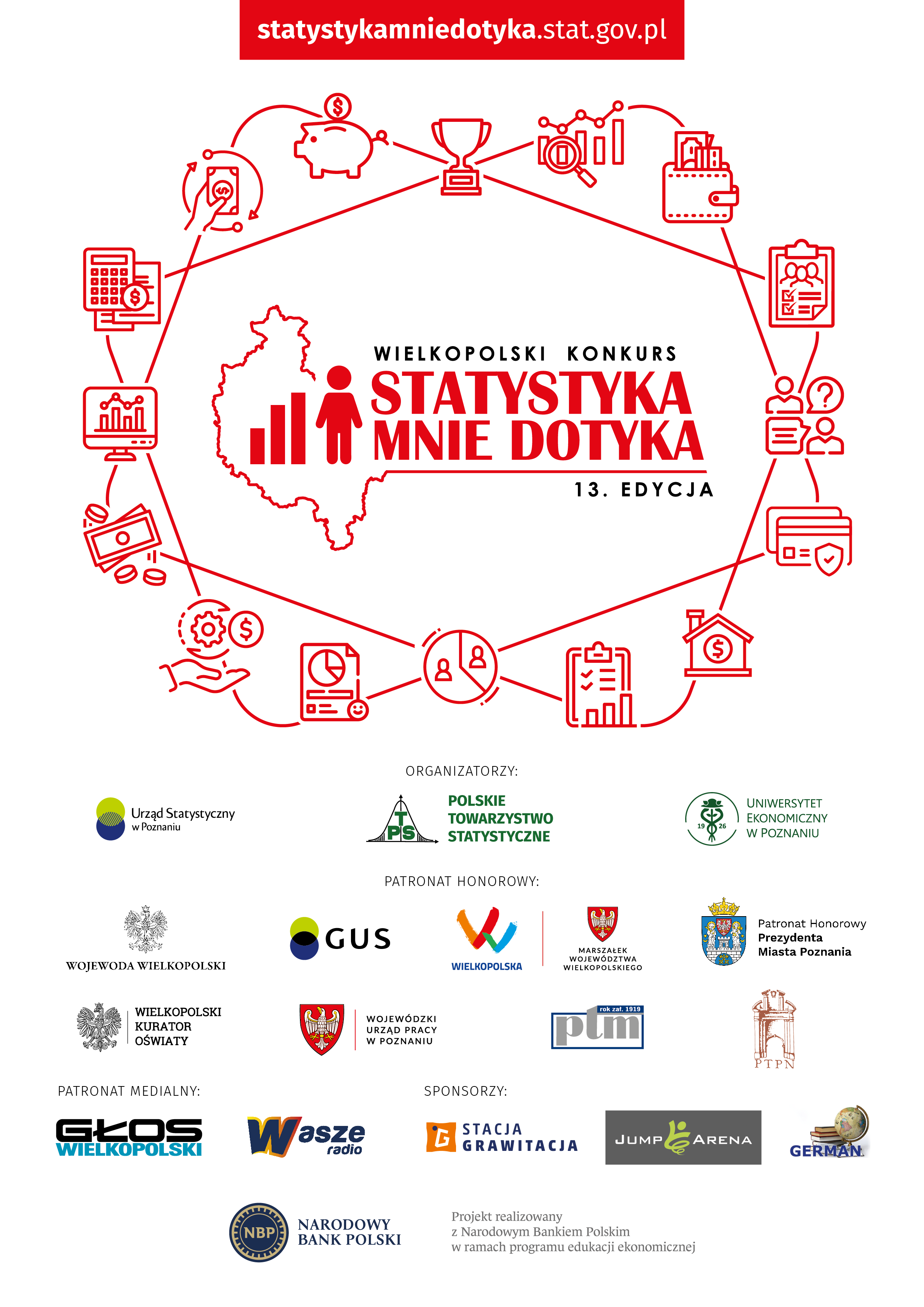 Plakat 13 edycji Wielkopolskiego konkursu Statystyka mnie dotyka
