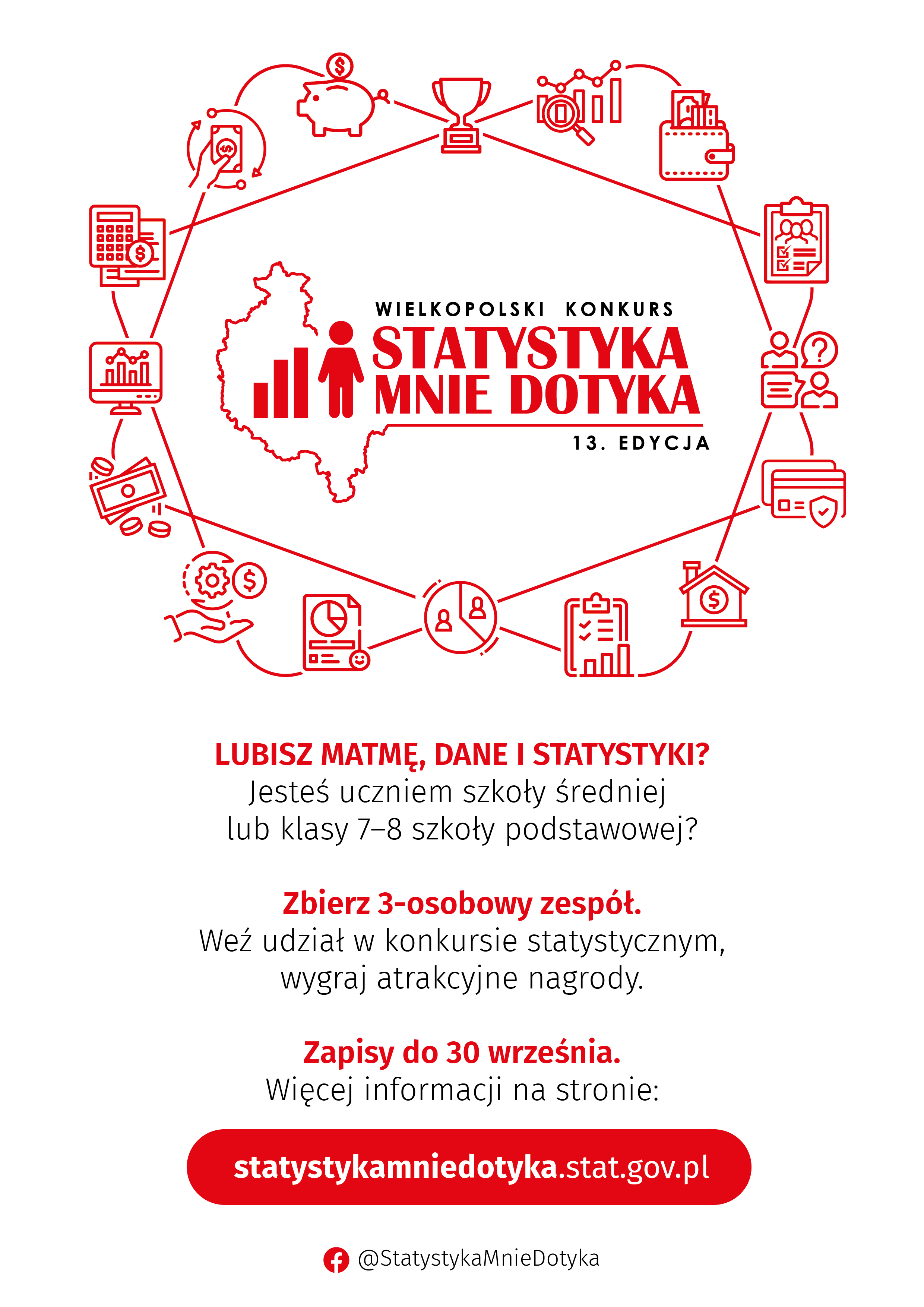 Plakat 13 edycji Wielkopolskiego konkursu Statystyka mnie dotyka